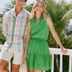 Southern Tide Women’s Green Eyelet Lace Sleeveless Sun Dress XS